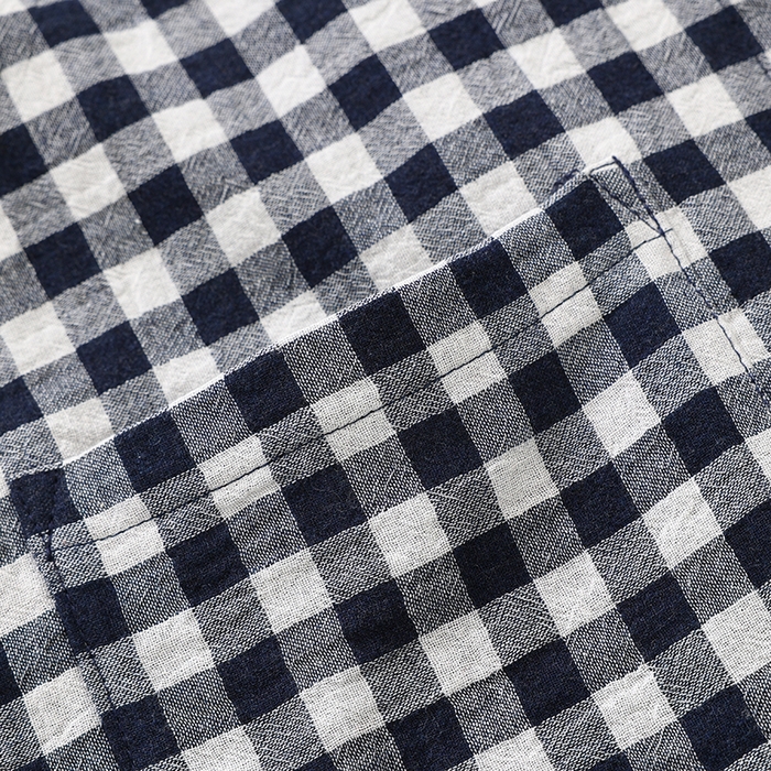 91家纺网 家纺一手货源 找家纺 伊嫚家居 2025新款日式无印风良品全棉双层纱睡衣女纯棉短袖短裤睡衣夏季纯棉短袖家居服 藏青小格女