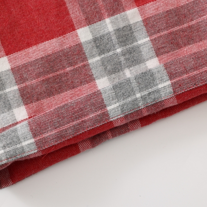 91家纺网 家纺一手货源 找家纺 伊嫚家居 2025新款无印日式双股全棉法兰绒家居服良品睡衣女纯棉直播秋冬款情侣睡衣 灰红色