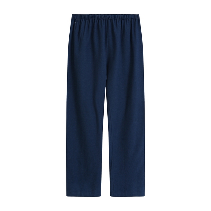 91家纺网 家纺一手货源 找家纺 伊嫚家居 2025新款无印日式双股全棉法兰绒家居服良品睡衣女纯棉直播秋冬款情侣睡衣 纯藏青色男