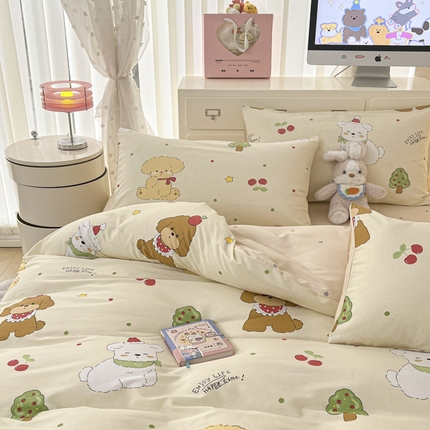 91家纺网 家纺一手货源 找家纺 晨希家居 2025新款全棉卡通印花简约款单被套-犬梦物语