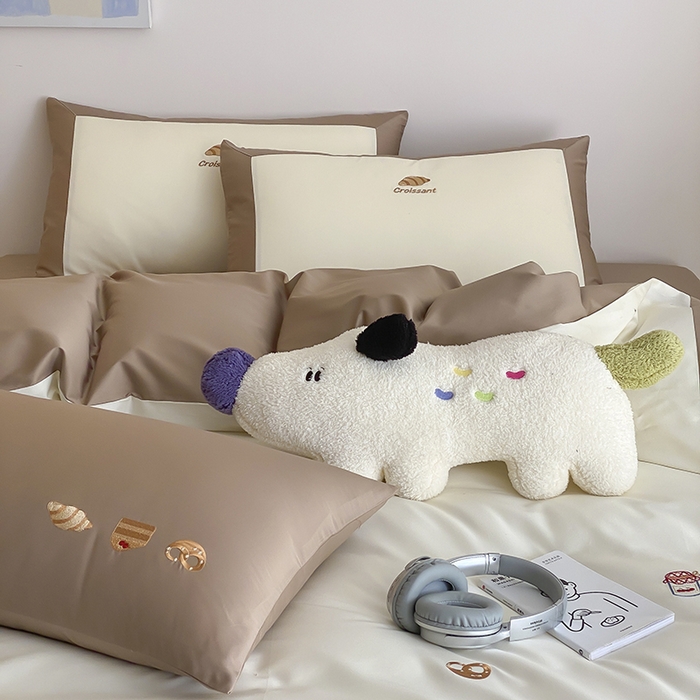 91家纺网 家纺一手货源 找家纺 时亿 2025新款100支长绒棉春夏拼接款四件套 休闲时光