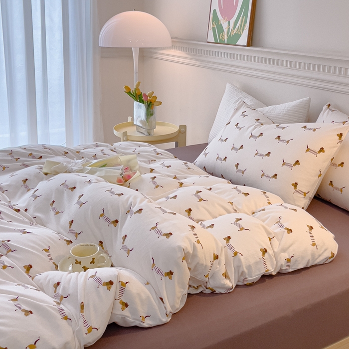 91家纺网 家纺一手货源 找家纺 （总）伊嫚家居 新款日式新品全棉针织棉A类活性印花四件套天竺棉小碎花复古亲肤被罩床笠款套件