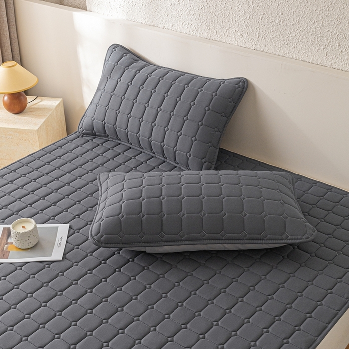91家纺网 家纺一手货源 找家纺 欧邦 2025春夏新款四季款无印风纯色水洗棉床褥榻榻米床垫 床垫-深灰