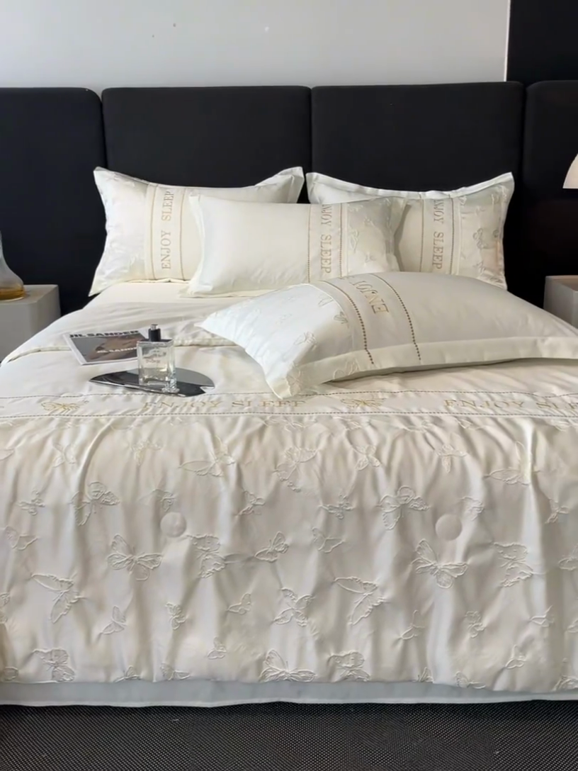 91家纺网 家纺一手货源 找家纺 （总）金阳光家纺 2025新款金丝提花浮雕水洗天丝夏被四件套