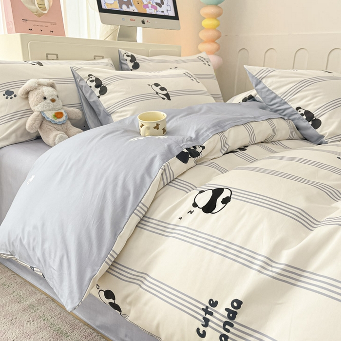 91家纺网 家纺一手货源 找家纺 晨希家居 2025新款全棉卡通印花简约款单被套-无忧熊仔
