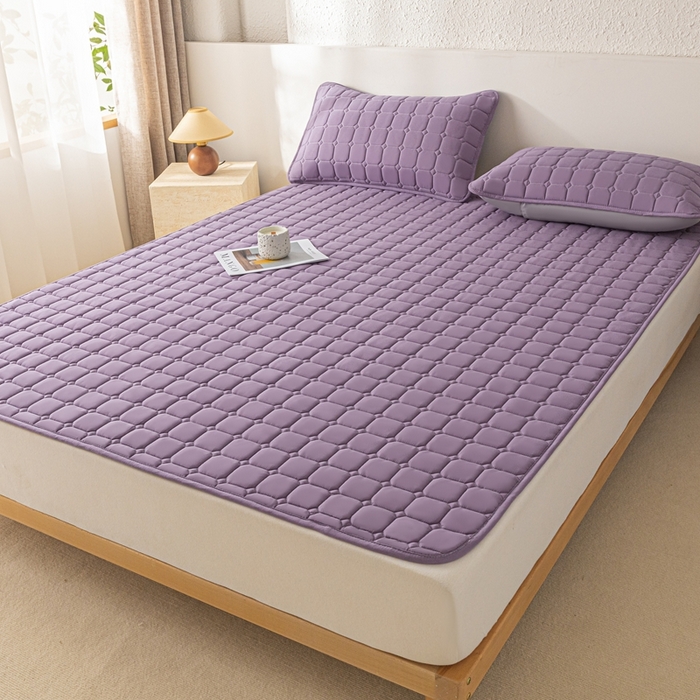 91家纺网 家纺一手货源 找家纺 欧邦 2025春夏新款四季款无印风纯色水洗棉床褥榻榻米床垫 床垫-魅紫