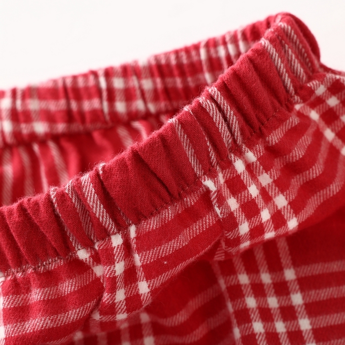 91家纺网 家纺一手货源 找家纺 伊嫚家居 2025新款无印日式双股全棉法兰绒家居服良品睡衣女纯棉直播秋冬款情侣睡衣 红色大格