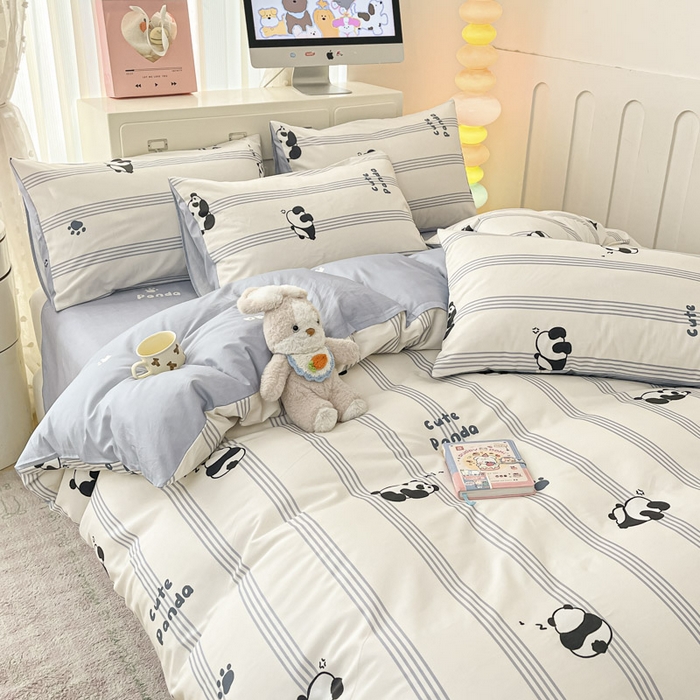 91家纺网 家纺一手货源 找家纺 晨希家居 2025新款全棉卡通印花简约款单被套-无忧熊仔