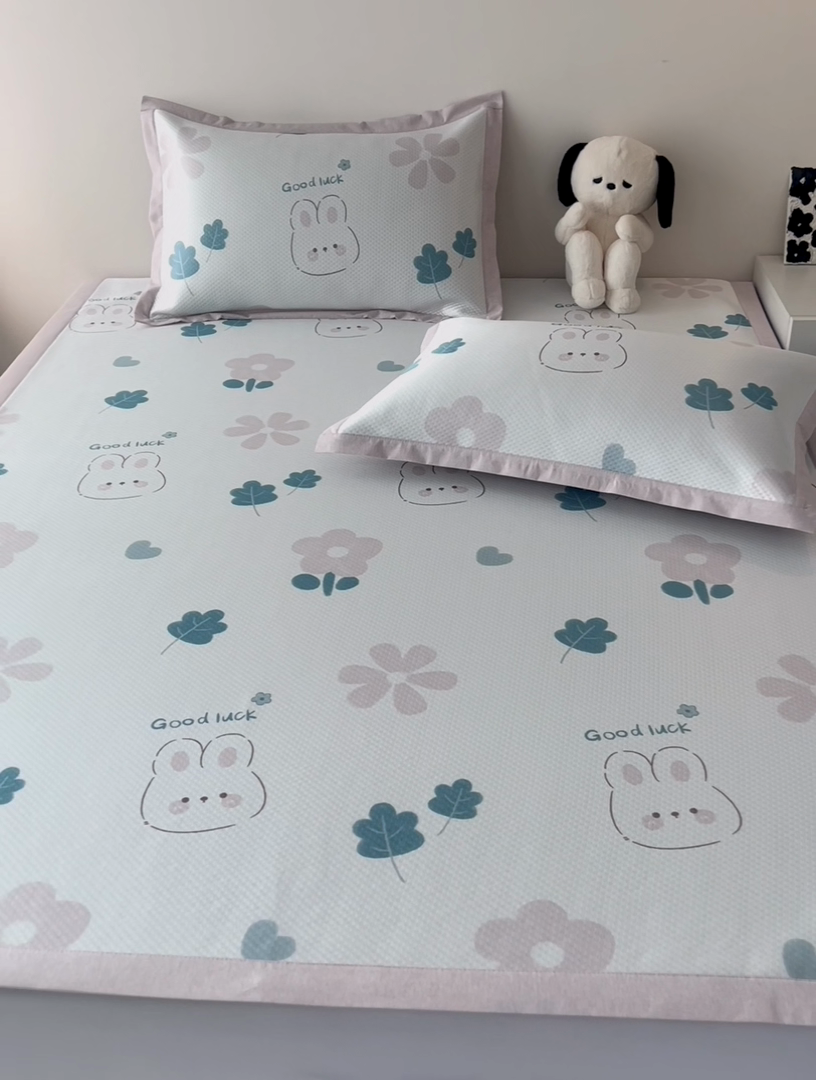 91家纺网 家纺一手货源 找家纺 倾慕家纺 A类满天星凉感提花凉席 开心兔