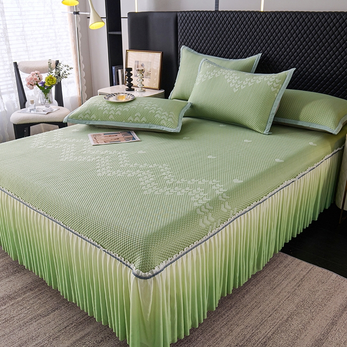 91家纺网 家纺一手货源 找家纺 （总）尚品凤凰2025新款凉感床裙渐变色豆豆席床裙凉席直角席 凉席席子