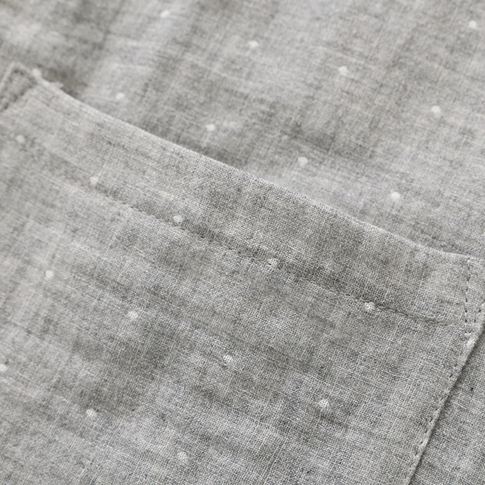 91家纺网 家纺一手货源 找家纺 伊嫚家居 2025新款日式无印风良品全棉双层纱睡衣女纯棉短袖短裤睡衣夏季纯棉短袖家居服 灰色波点男