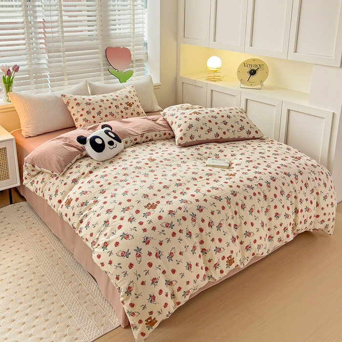 91家纺网 家纺一手货源 找家纺 王朝国际 2025新款直播热款有氧提花有氧双层纱碎花单被套 漫花