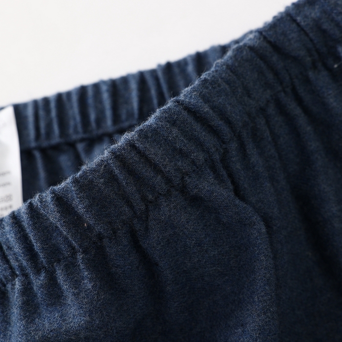 91家纺网 家纺一手货源 找家纺 伊嫚家居 2025新款无印日式双股全棉法兰绒家居服良品睡衣女纯棉直播秋冬款情侣睡衣 海军蓝纯色女