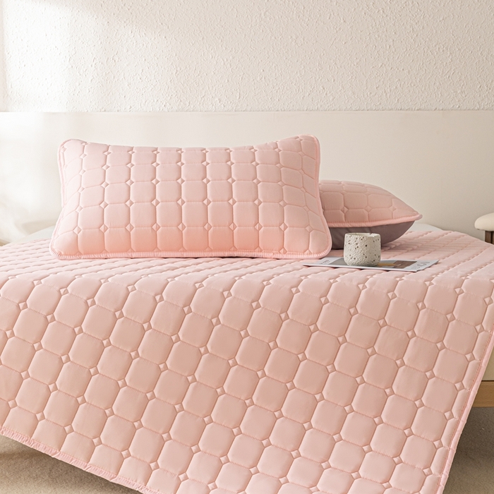 91家纺网 家纺一手货源 找家纺 欧邦 2025春夏新款四季款无印风纯色水洗棉床褥榻榻米床垫 床垫-粉玉