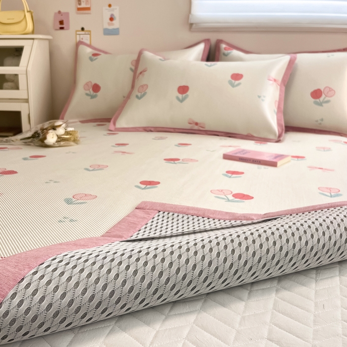 91家纺网 家纺一手货源 找家纺 （总）典曼家纺 2025新款600D数码印花冰藤席席子凉席-床席款