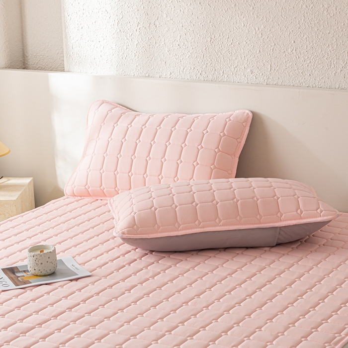 91家纺网 家纺一手货源 找家纺 欧邦 2025春夏新款四季款无印风纯色水洗棉床褥榻榻米床垫 床垫-粉玉