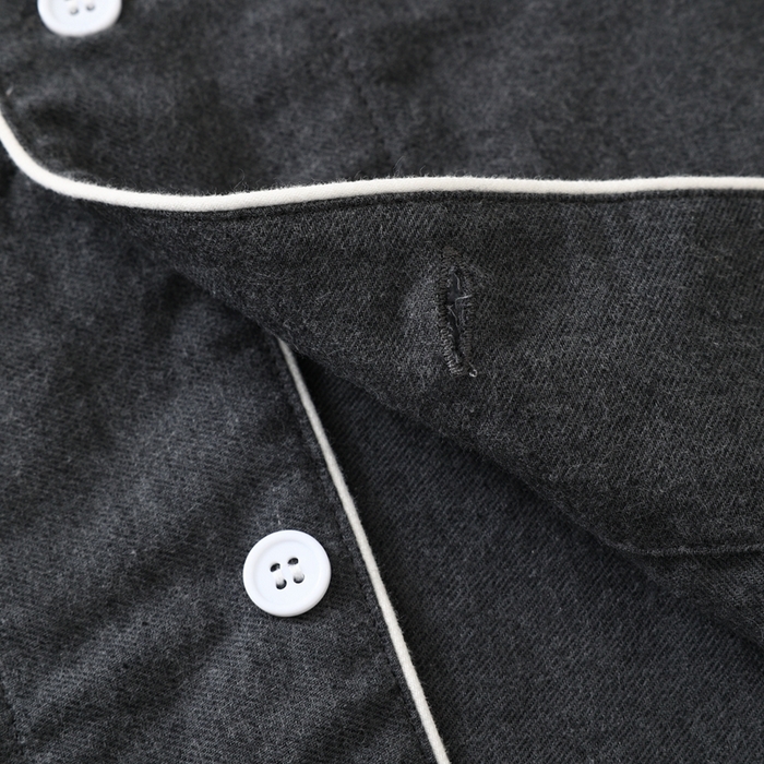 91家纺网 家纺一手货源 找家纺 伊嫚家居 2025新款无印日式双股全棉法兰绒家居服良品睡衣女纯棉直播秋冬款情侣睡衣 纯碳灰男