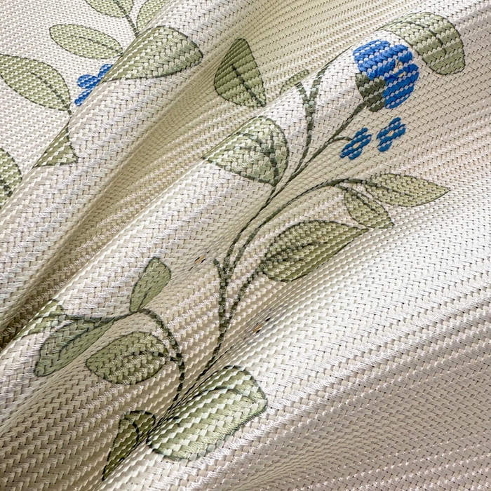 91家纺网 家纺一手货源 找家纺 典曼家纺 2025新款600D数码印花冰藤席席子凉席-床席款 蓝色花骨朵