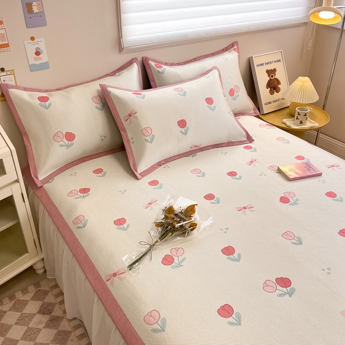 91家纺网 家纺一手货源 找家纺 （总）典曼家纺 2025新款600D数码印花冰藤席席子凉席-床席款