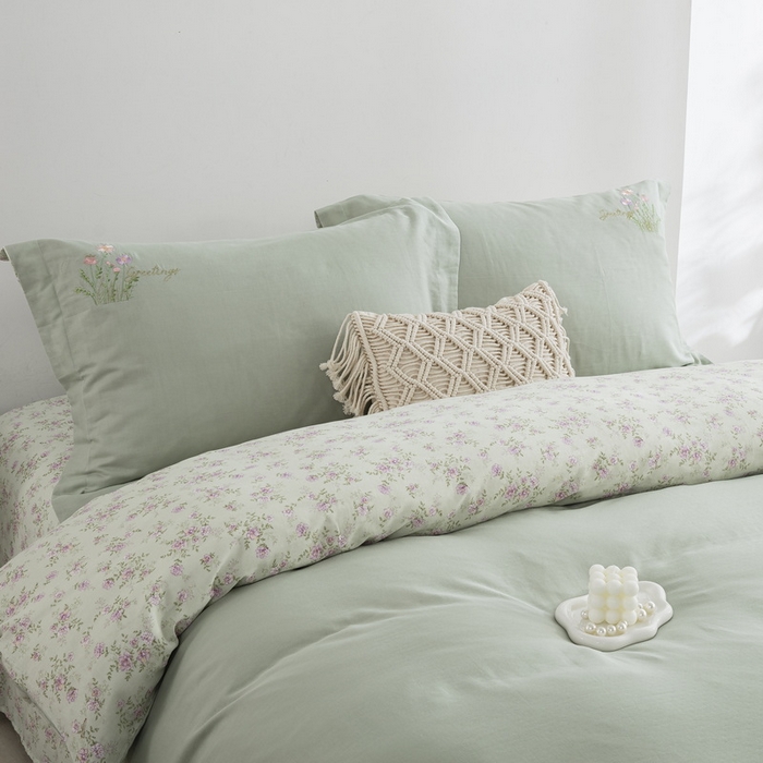 91家纺网 家纺一手货源 找家纺 （总）鲁爱家纺供货 2025新款全棉双层纱绣花四件套