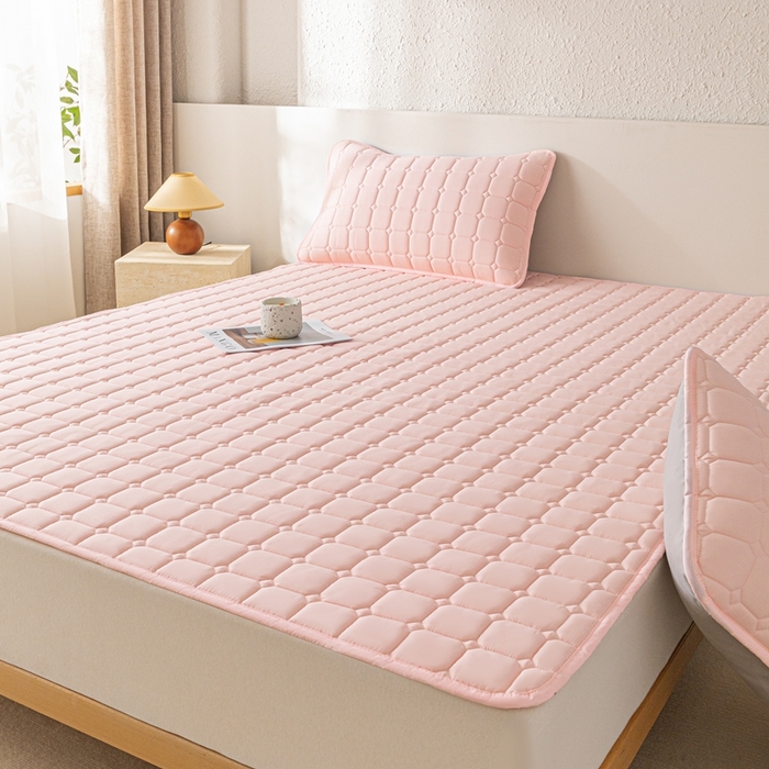 91家纺网 家纺一手货源 找家纺 欧邦 2025春夏新款四季款无印风纯色水洗棉床褥榻榻米床垫 床垫-粉玉