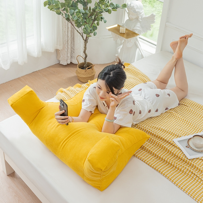 91家纺网 家纺一手货源 找家纺 一兰家纺 2025新款单人床头靠垫护腰靠背靠枕大抱枕抱抱靠 抱抱靠-明艳黄