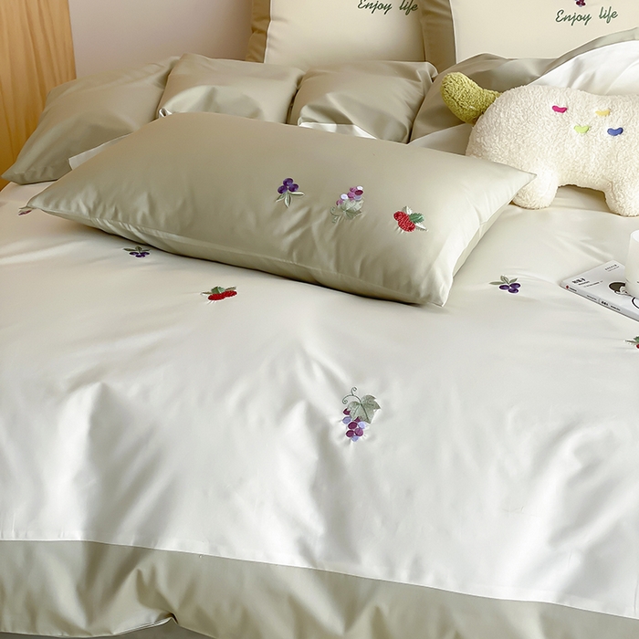 91家纺网 家纺一手货源 找家纺 时亿 2025新款100支长绒棉春夏拼接款四件套 水果派对