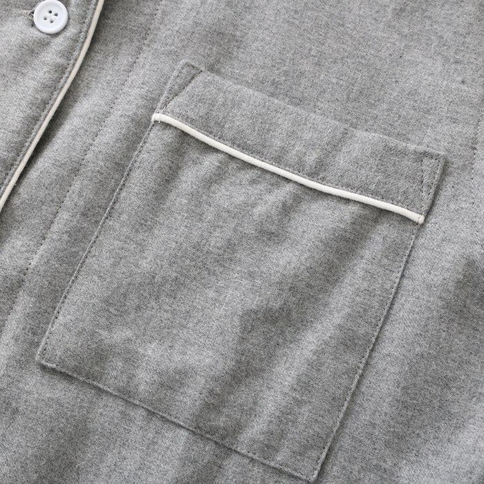 91家纺网 家纺一手货源 找家纺 伊嫚家居 2025新款无印日式双股全棉法兰绒家居服良品睡衣女纯棉直播秋冬款情侣睡衣 纯麻灰女