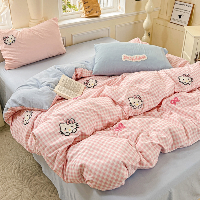 91家纺网 家纺一手货源 找家纺 海岛哥哥 2025新款云柔棉毛巾绣 四件套 毛巾绣-萌萌猫咪