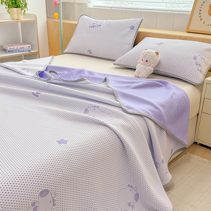 91家纺网 家纺一手货源 找家纺 雪鲨家纺  2025新款凉豆豆夏凉被空调被冰豆豆夏被可机洗礼品跑量A类 卡皮巴拉紫