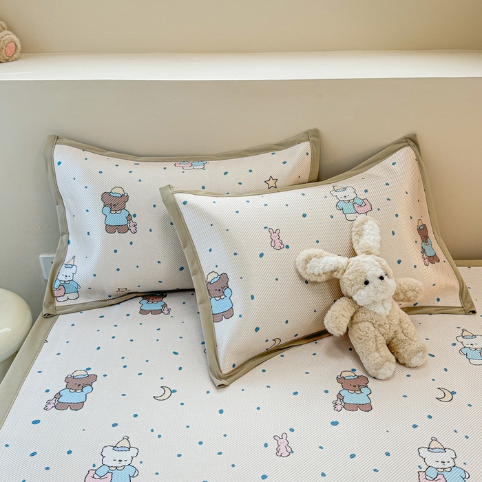 91家纺网 家纺一手货源 找家纺 典曼家纺 2025新款600D数码印花冰藤席席子凉席-床席款 睡意朦胧