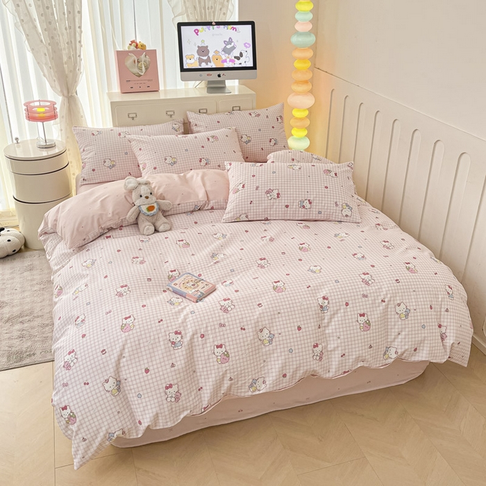 91家纺网 家纺一手货源 找家纺 晨希家居 2025新款全棉卡通活性印花四件套-奶芙猫