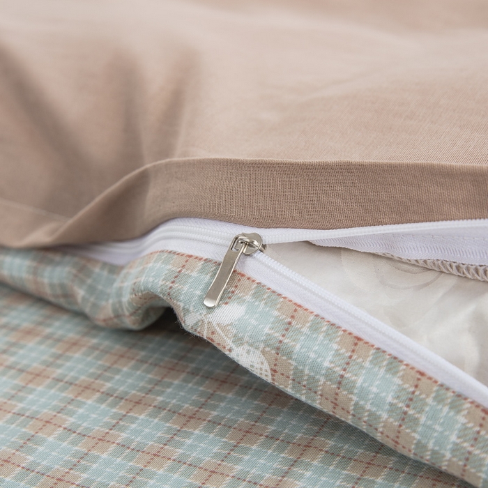 91家纺网 家纺一手货源 找家纺 鲁爱家纺供货 2025新款全棉双层纱绣花四件套 初语-月色咖