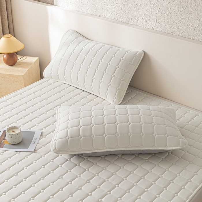 91家纺网 家纺一手货源 找家纺 欧邦 2025春夏新款四季款无印风纯色水洗棉床褥榻榻米床垫 床垫-本白