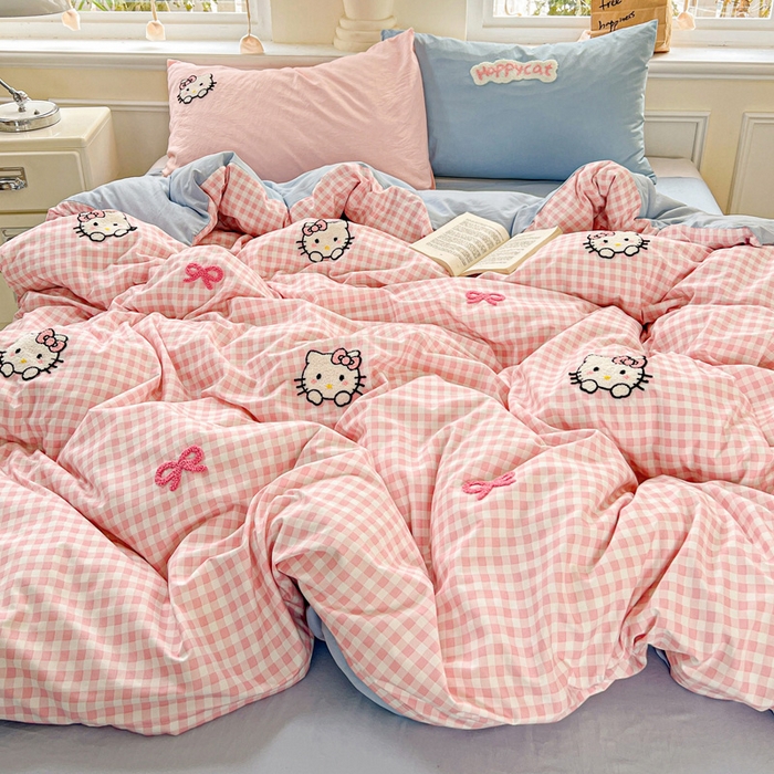 91家纺网 家纺一手货源 找家纺 海岛哥哥 2025新款云柔棉毛巾绣 四件套 毛巾绣-萌萌猫咪