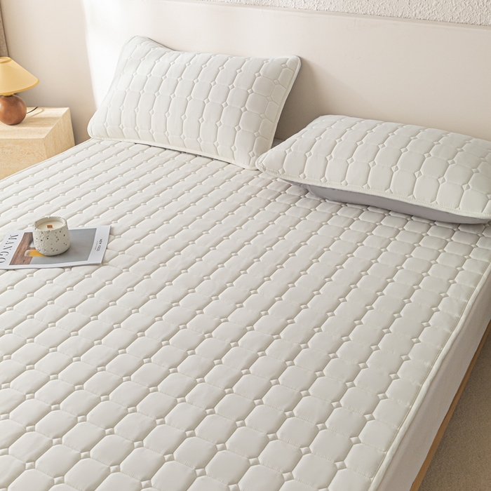 91家纺网 家纺一手货源 找家纺 欧邦 2025春夏新款四季款无印风纯色水洗棉床褥榻榻米床垫 床垫-本白