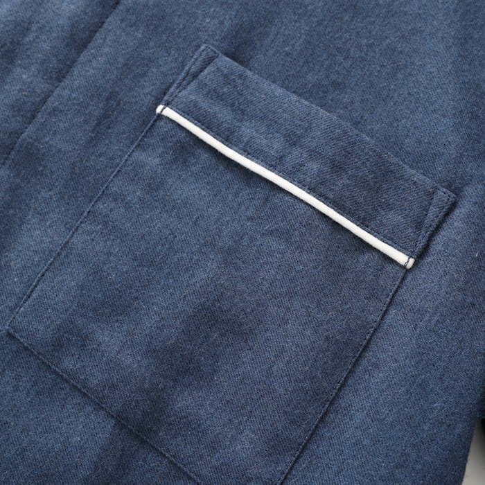 91家纺网 家纺一手货源 找家纺 伊嫚家居 2025新款无印日式双股全棉法兰绒家居服良品睡衣女纯棉直播秋冬款情侣睡衣 海军蓝纯色男