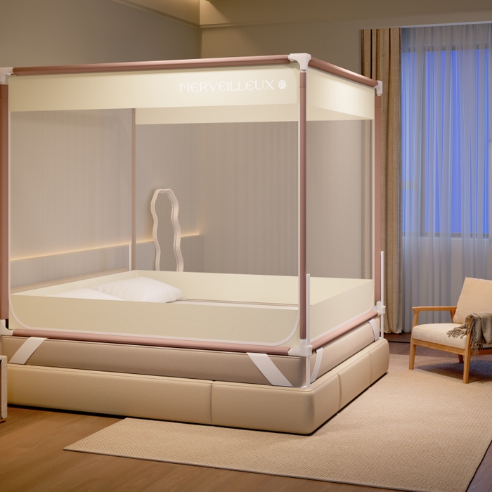 91家纺网 家纺一手货源 找家纺 卓尔居 2025新款成人坐床外穿蚊帐系列-光年熊猫带压脚 光年咖