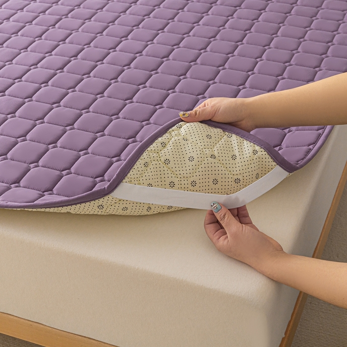 91家纺网 家纺一手货源 找家纺 欧邦 2025春夏新款四季款无印风纯色水洗棉床褥榻榻米床垫 床垫-魅紫