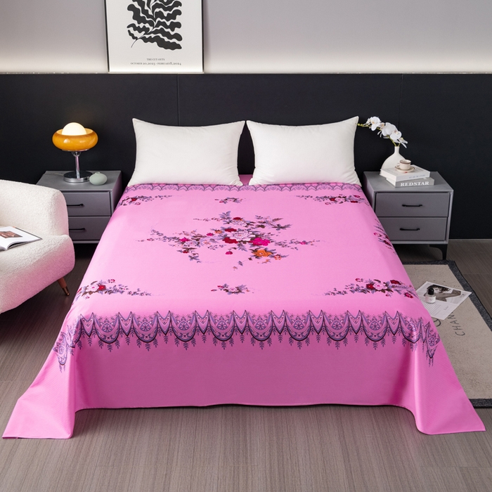 91家纺网 家纺一手货源 找家纺 居美良品 2025新款国民老上海床单 经典牡丹-粉色