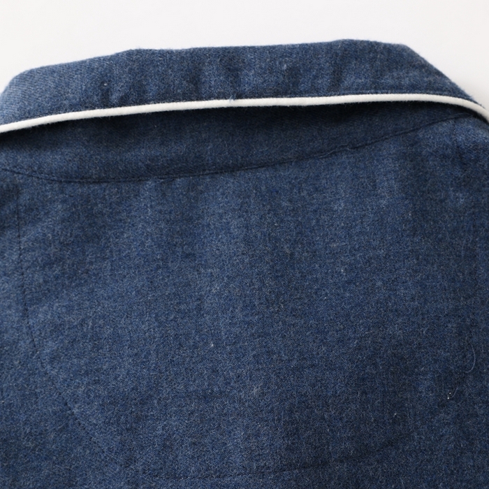 91家纺网 家纺一手货源 找家纺 伊嫚家居 2025新款无印日式双股全棉法兰绒家居服良品睡衣女纯棉直播秋冬款情侣睡衣 海军蓝纯色女