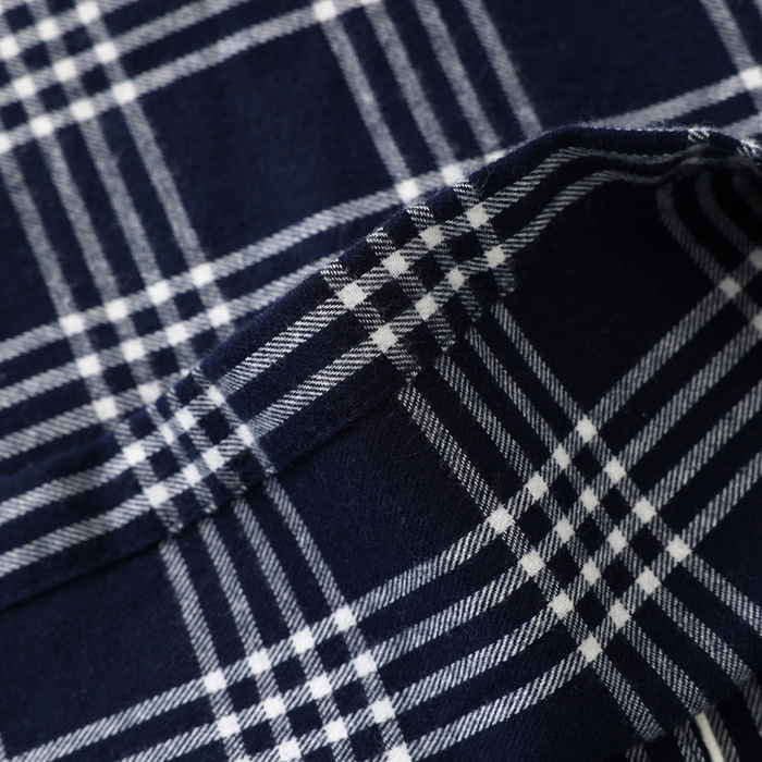 91家纺网 家纺一手货源 找家纺 伊嫚家居 2025新款无印日式双股全棉法兰绒家居服良品睡衣女纯棉直播秋冬款情侣睡衣 藏青色大格女