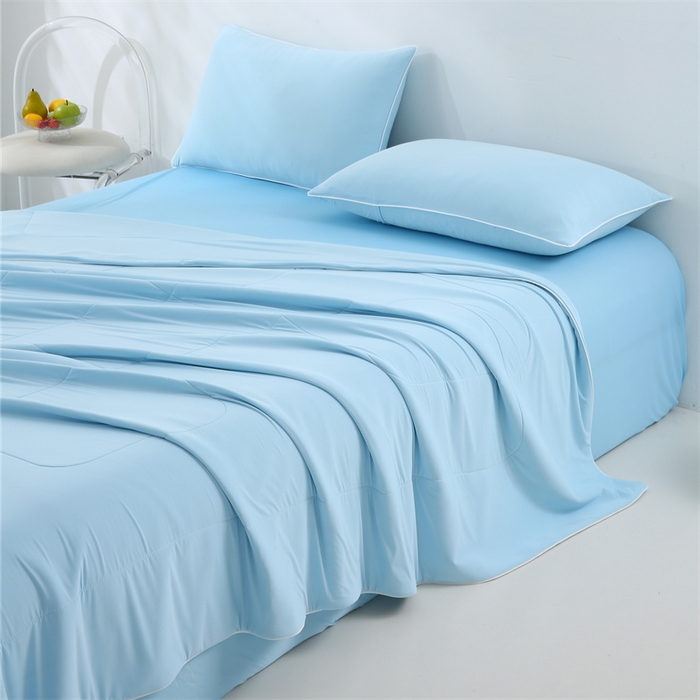 91家纺网 家纺一手货源 找家纺 小禹仔 2025新款母婴级水洗硅胶夏被夏凉被子被芯 浅蓝