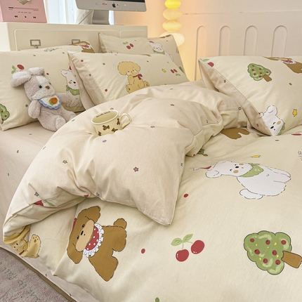 晨希家居 2025新款全棉卡通活性印花四件套-犬梦物语