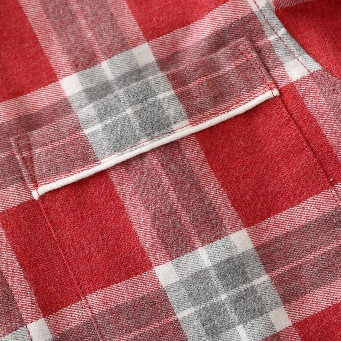 91家纺网 家纺一手货源 找家纺 伊嫚家居 2025新款无印日式双股全棉法兰绒家居服良品睡衣女纯棉直播秋冬款情侣睡衣 灰红色