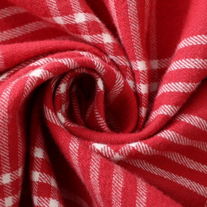 91家纺网 家纺一手货源 找家纺 伊嫚家居 2025新款无印日式双股全棉法兰绒家居服良品睡衣女纯棉直播秋冬款情侣睡衣 红色大格