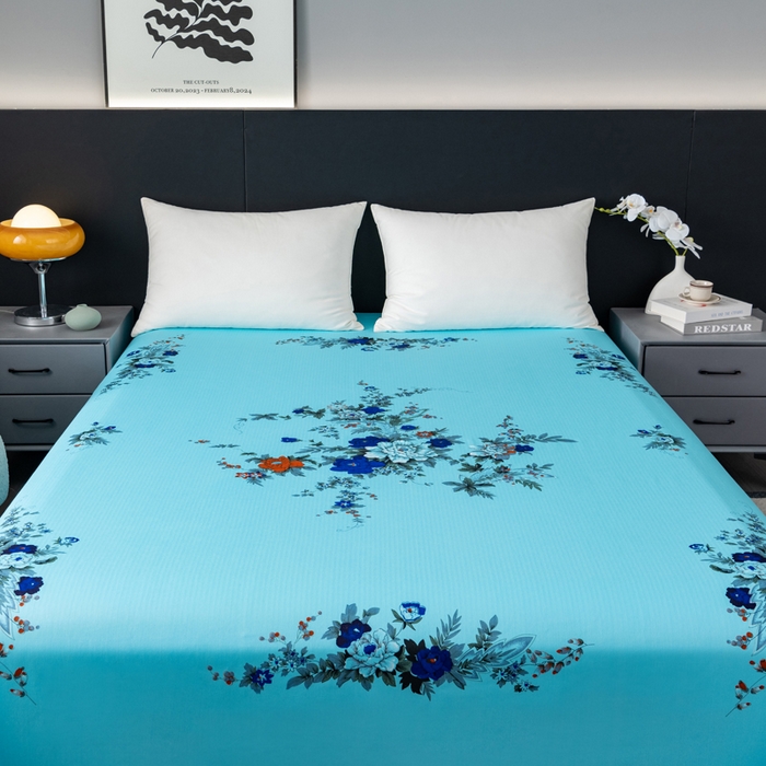 91家纺网 家纺一手货源 找家纺 居美良品 2025新款国民老上海床单 经典牡丹-浅绿