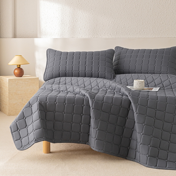 91家纺网 家纺一手货源 找家纺 欧邦 2025春夏新款四季款无印风纯色水洗棉床褥榻榻米床垫 床垫-深灰