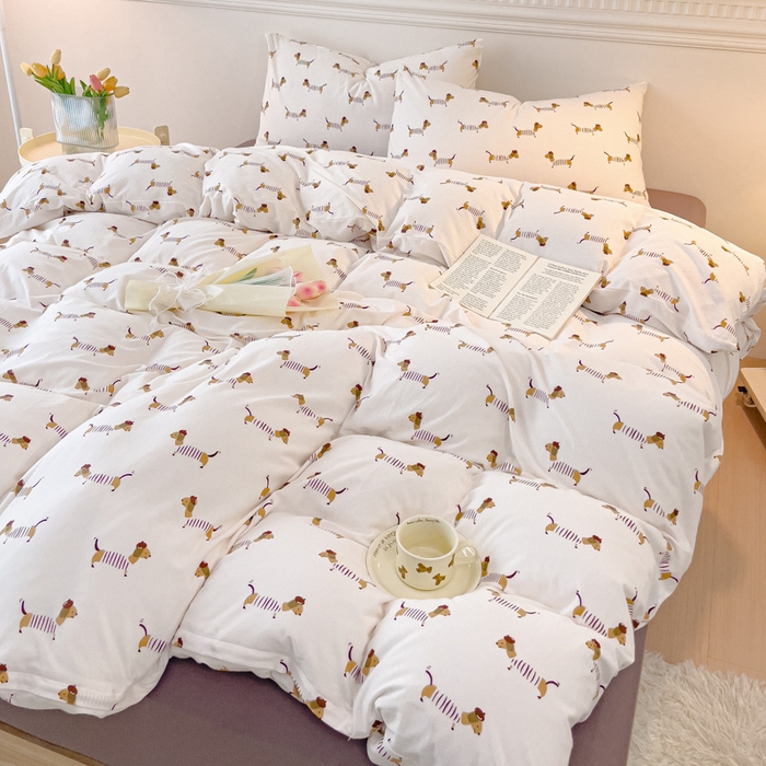 91家纺网 家纺一手货源 找家纺 （总）伊嫚家居 新款日式新品全棉针织棉A类活性印花四件套天竺棉小碎花复古亲肤被罩床笠款套件