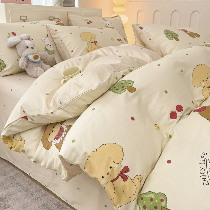 91家纺网 家纺一手货源 找家纺 晨希家居 2025新款全棉卡通印花简约款单被套-犬梦物语